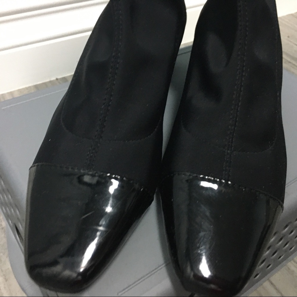 - Zara Black Ankle Sock Square Heel Booties